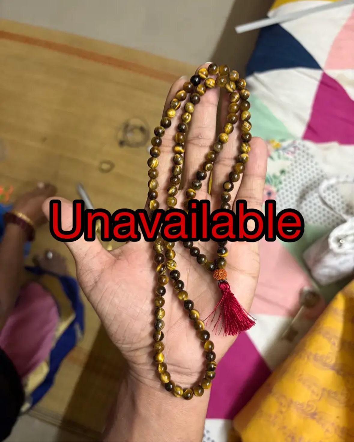 6d6d7c7e-5970-4c4c-8045-9cb784d64a6c Tiger eye panchamukhi rudhraksha Mala - Image 1